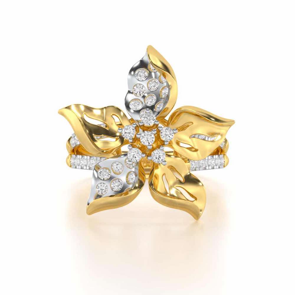 Bloom Spark Silver Ring - Yellow Gold - Image 4