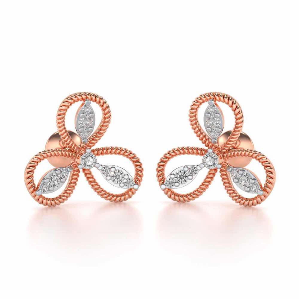 Bloom Windmill Silver Earrings - Rose Gold - Image 1