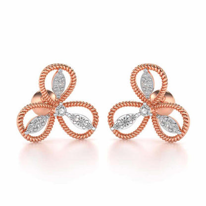 Bloom Windmill Silver Earrings - Rose Gold - Image 1