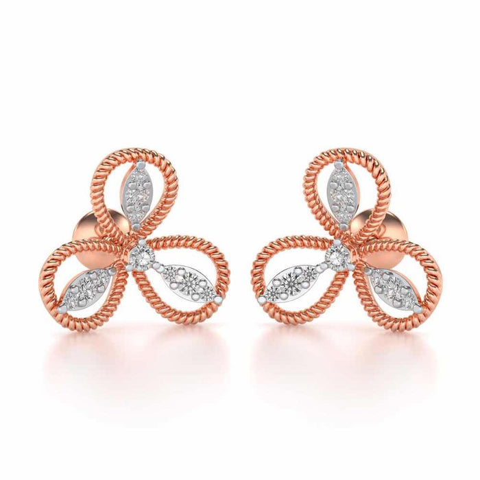 Bloom Windmill Silver Earrings - Rose Gold - Image 1