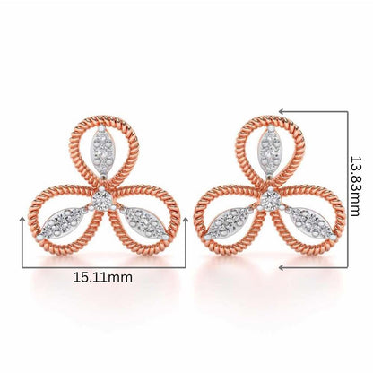 Bloom Windmill Silver Earrings - Rose Gold - Image 2