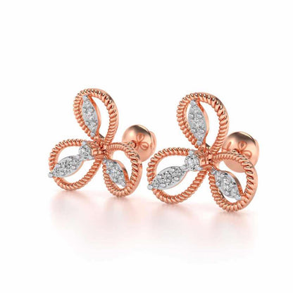 Bloom Windmill Silver Earrings - Rose Gold - Image 3