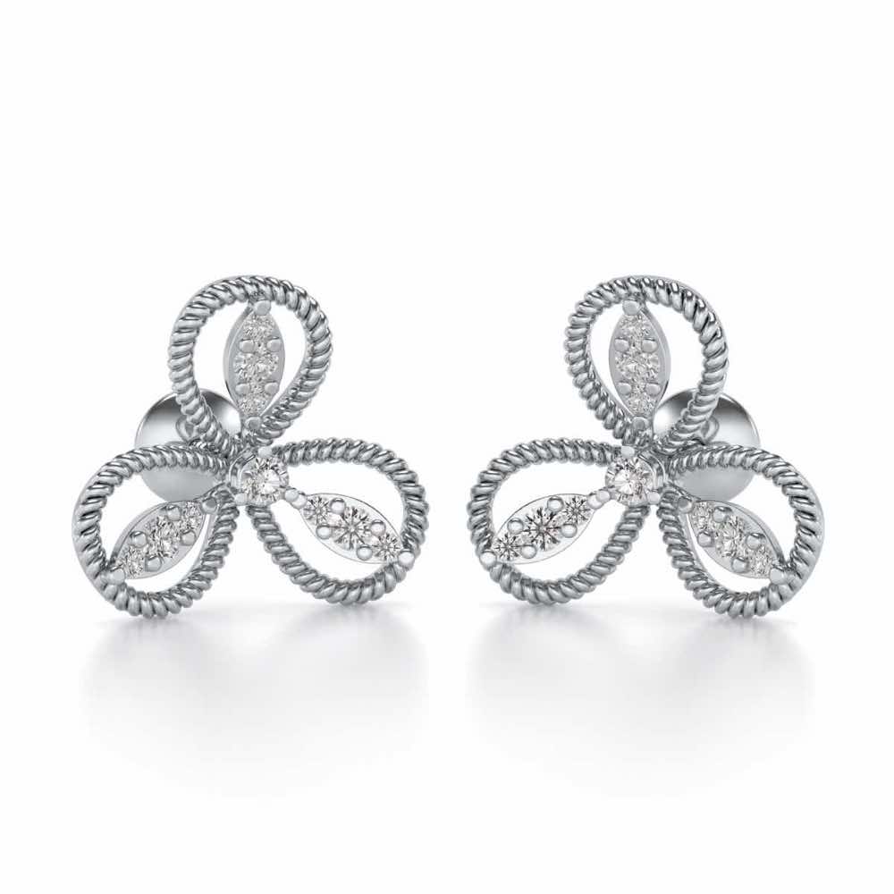 Bloom Windmill Silver Earrings - White Gold - Image 1
