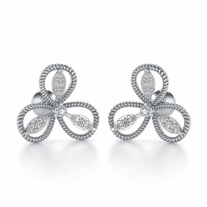 Bloom Windmill Silver Earrings - White Gold - Image 1