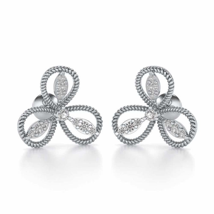 Bloom Windmill Silver Earrings - White Gold - Image 1