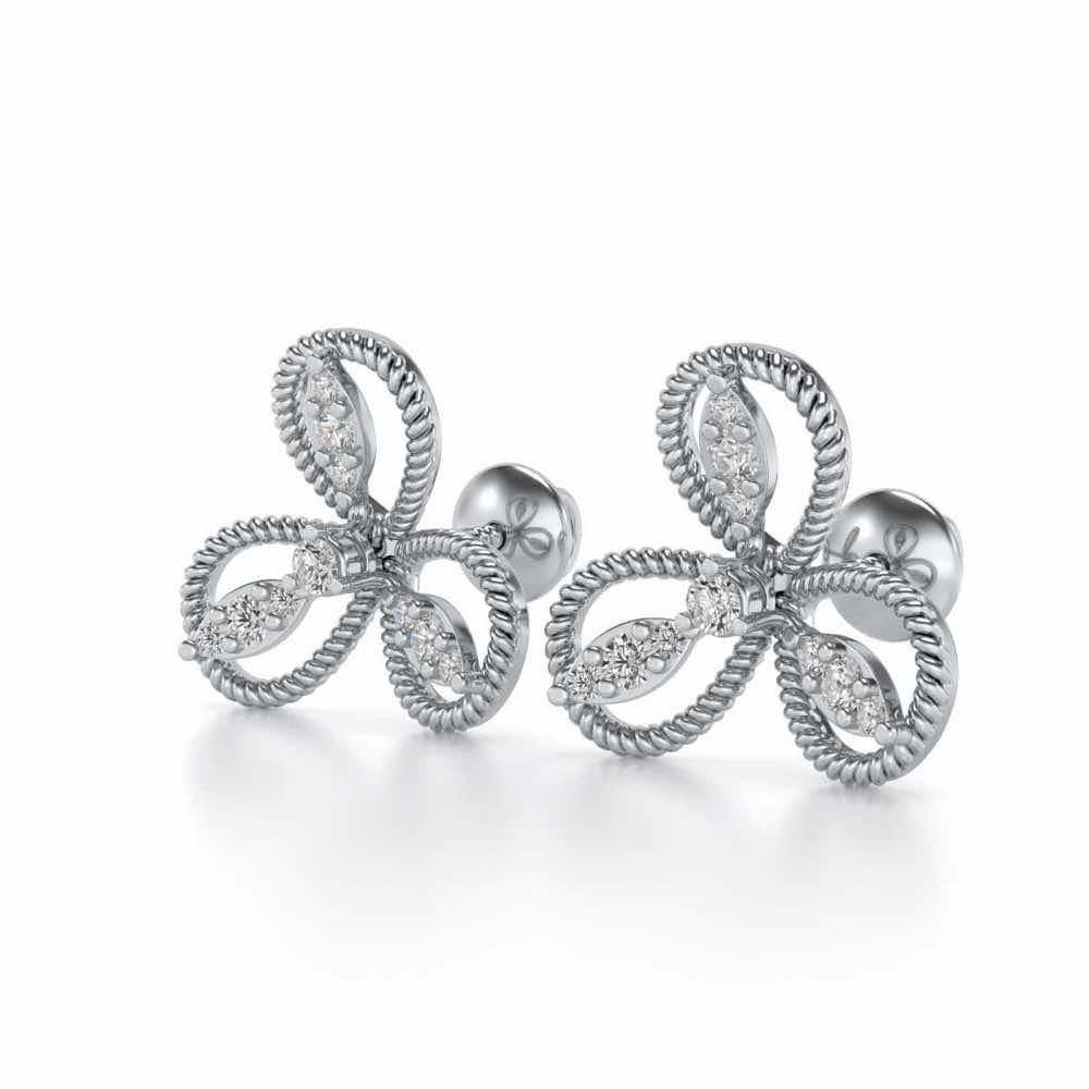 Bloom Windmill Silver Earrings - White Gold - Image 3