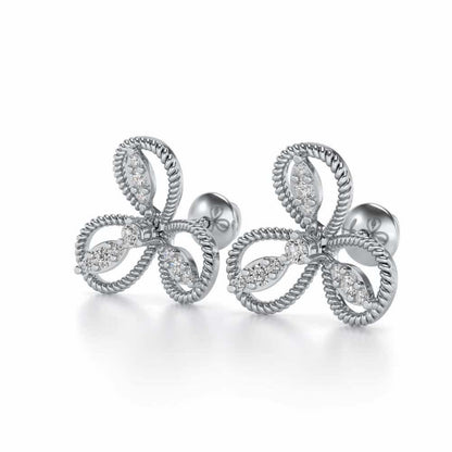 Bloom Windmill Silver Earrings - White Gold - Image 3