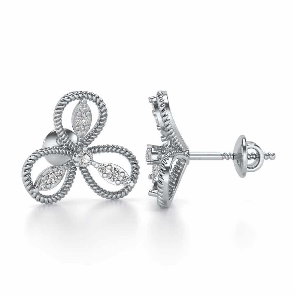 Bloom Windmill Silver Earrings - White Gold - Image 4