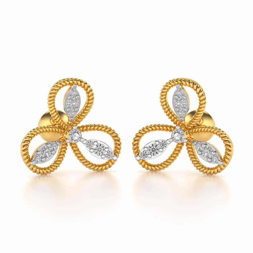 Bloom Windmill Silver Earrings - Yellow Gold - Image 1