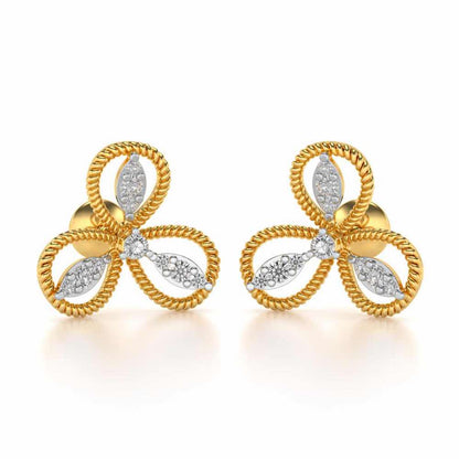 Bloom Windmill Silver Earrings - Yellow Gold - Image 1