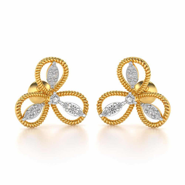 Bloom Windmill Silver Earrings - Yellow Gold - Image 1