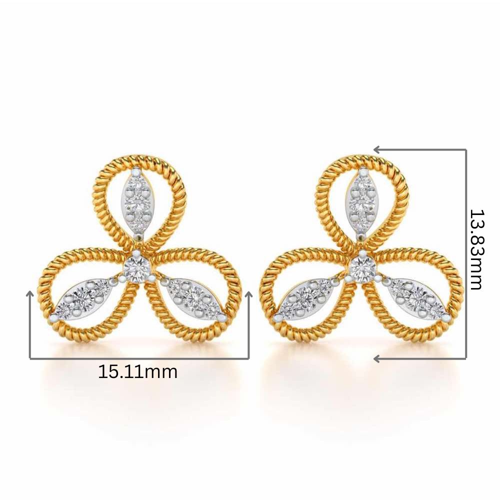 Bloom Windmill Silver Earrings - Yellow Gold - Image 2