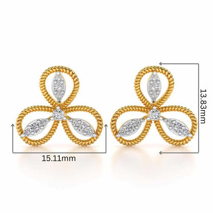 Bloom Windmill Silver Earrings - Yellow Gold - Image 2