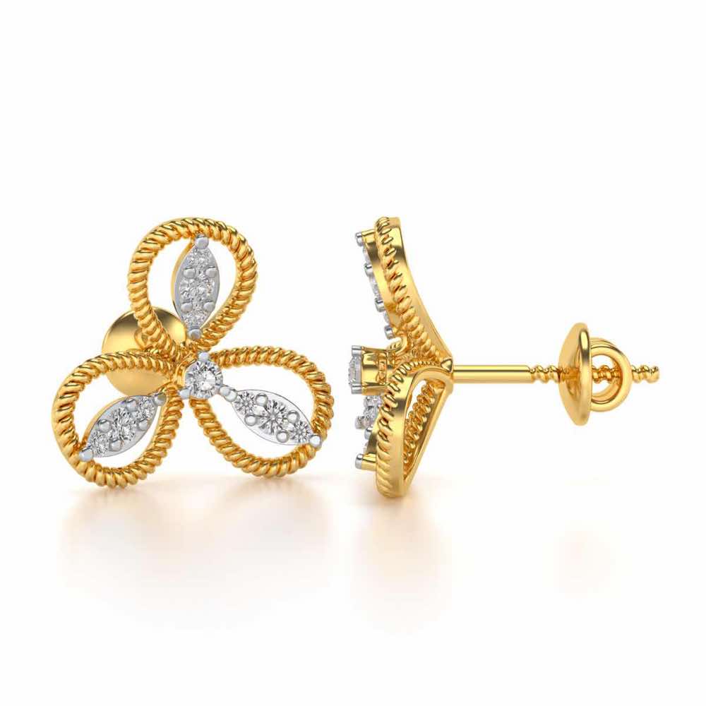 Bloom Windmill Silver Earrings - Yellow Gold - Image 4