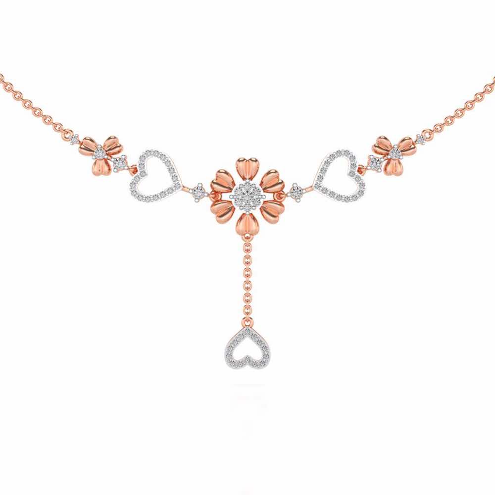 Bloom my Heart Silver Necklace - Rose Gold - Image 1