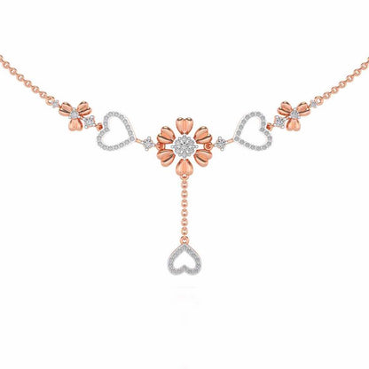 Bloom my Heart Silver Necklace - Rose Gold - Image 1