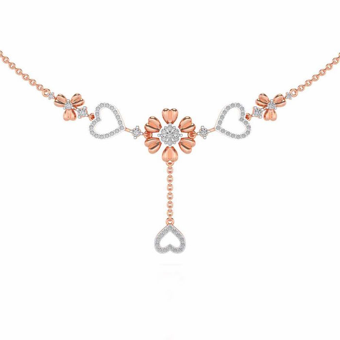 Bloom my Heart Silver Necklace - Rose Gold - Image 1