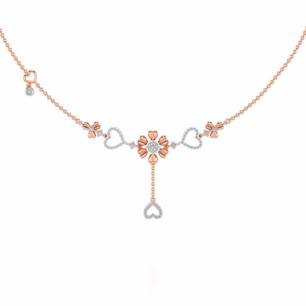 Bloom my Heart Silver Necklace - Rose Gold - Image 2