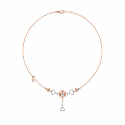 Bloom my Heart Silver Necklace - Rose Gold - Image 3