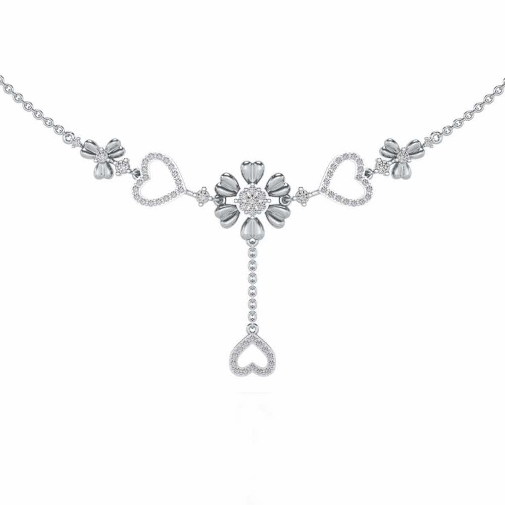 Bloom my Heart Silver Necklace - White Gold - Image 1