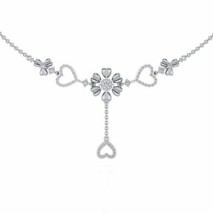 Bloom my Heart Silver Necklace - White Gold - Image 1