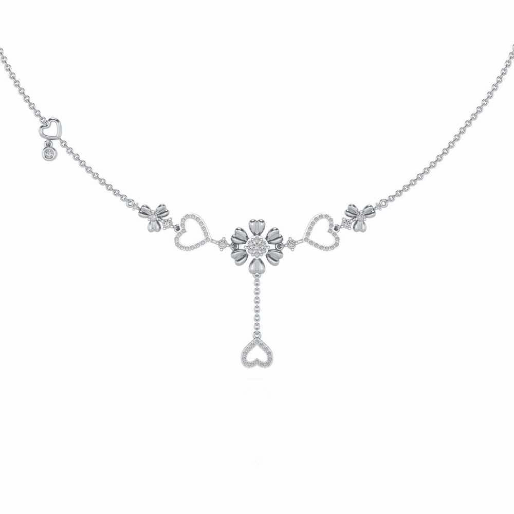 Bloom my Heart Silver Necklace - White Gold - Image 2