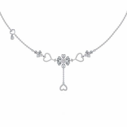 Bloom my Heart Silver Necklace - White Gold - Image 2