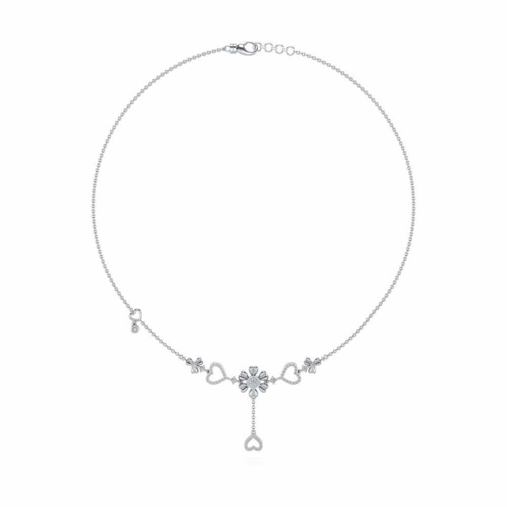 Bloom my Heart Silver Necklace - White Gold - Image 3