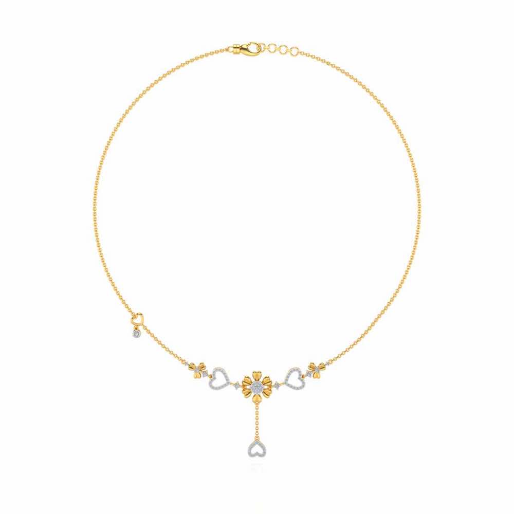 Bloom my Heart Silver Necklace - Yellow Gold - Image 3