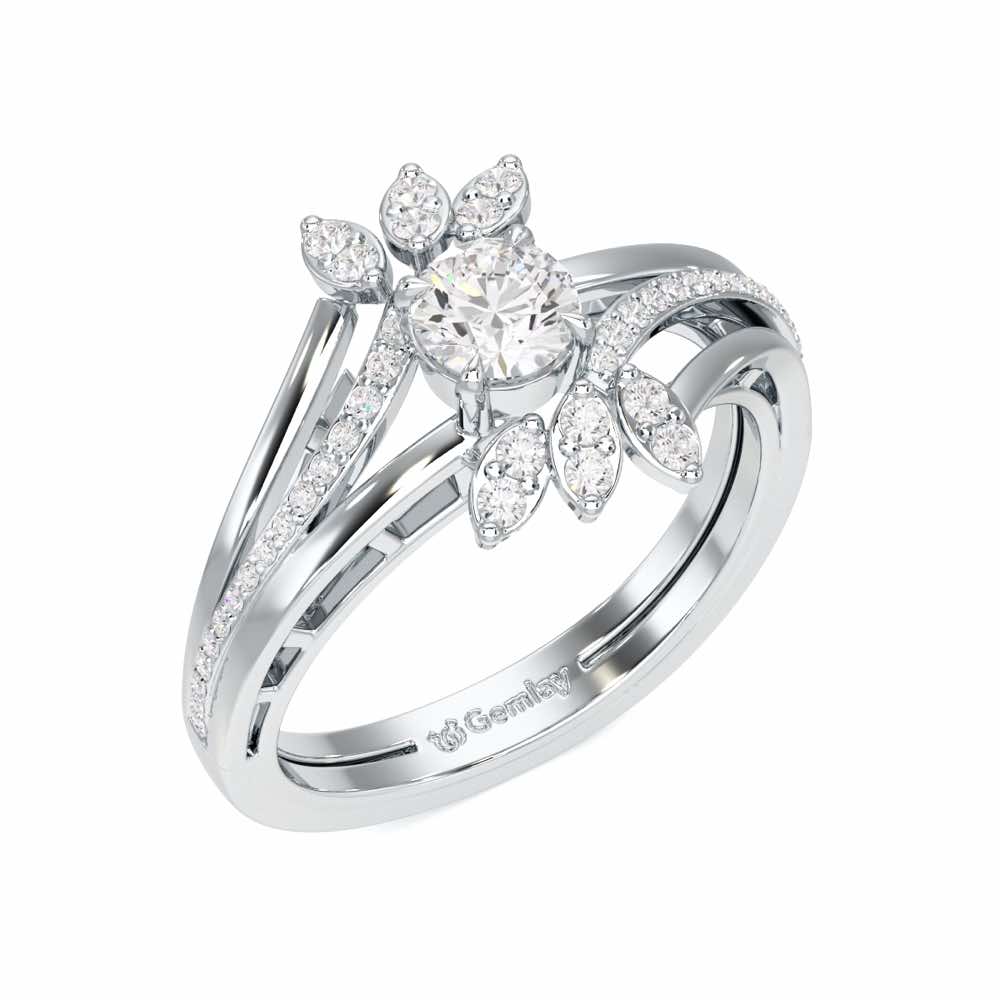 Bloom of Splendor Solitaire Ring - White Gold - Image 1