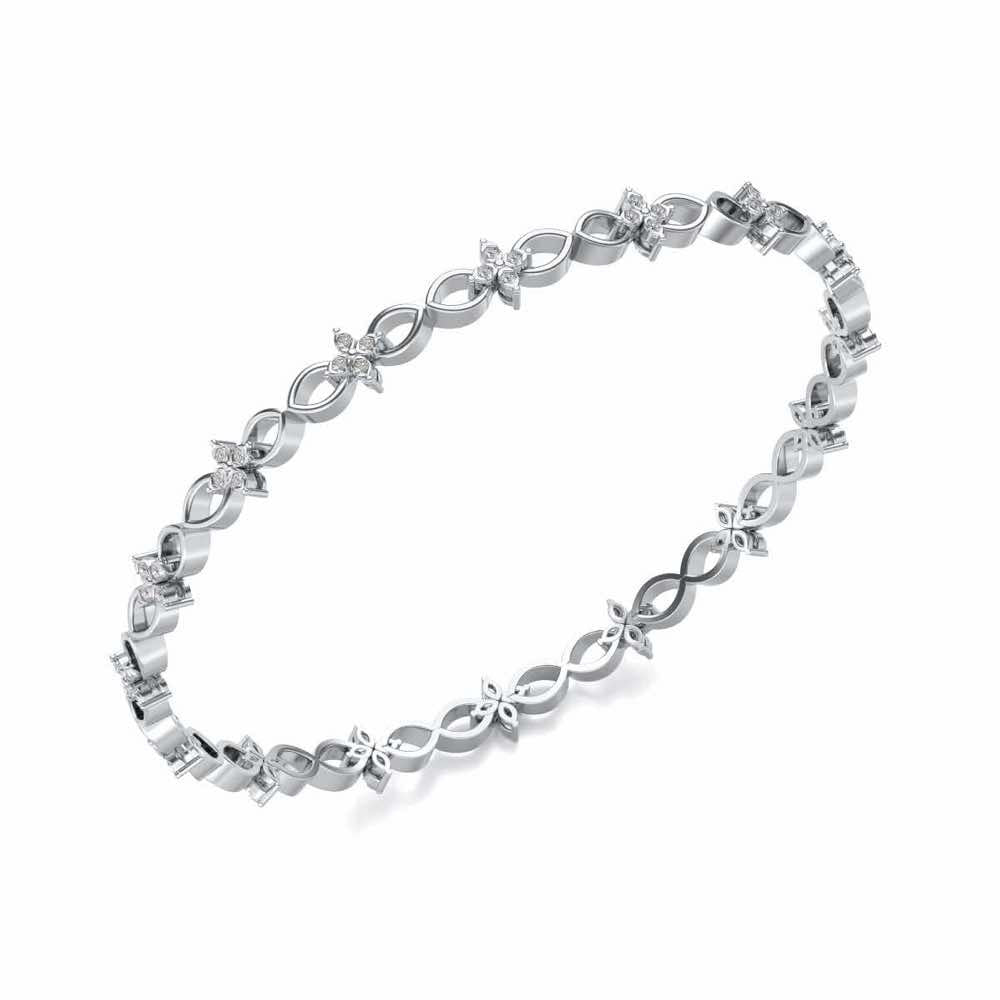 Blooming Flower Bangles - White Gold - Image 1
