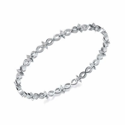 Blooming Flower Bangles - White Gold - Image 1