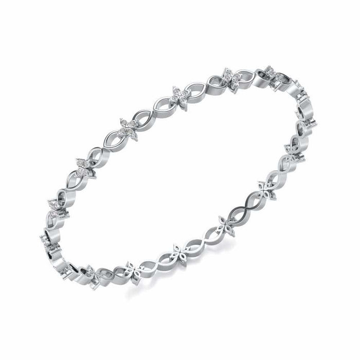 Blooming Flower Bangles - White Gold - Image 1