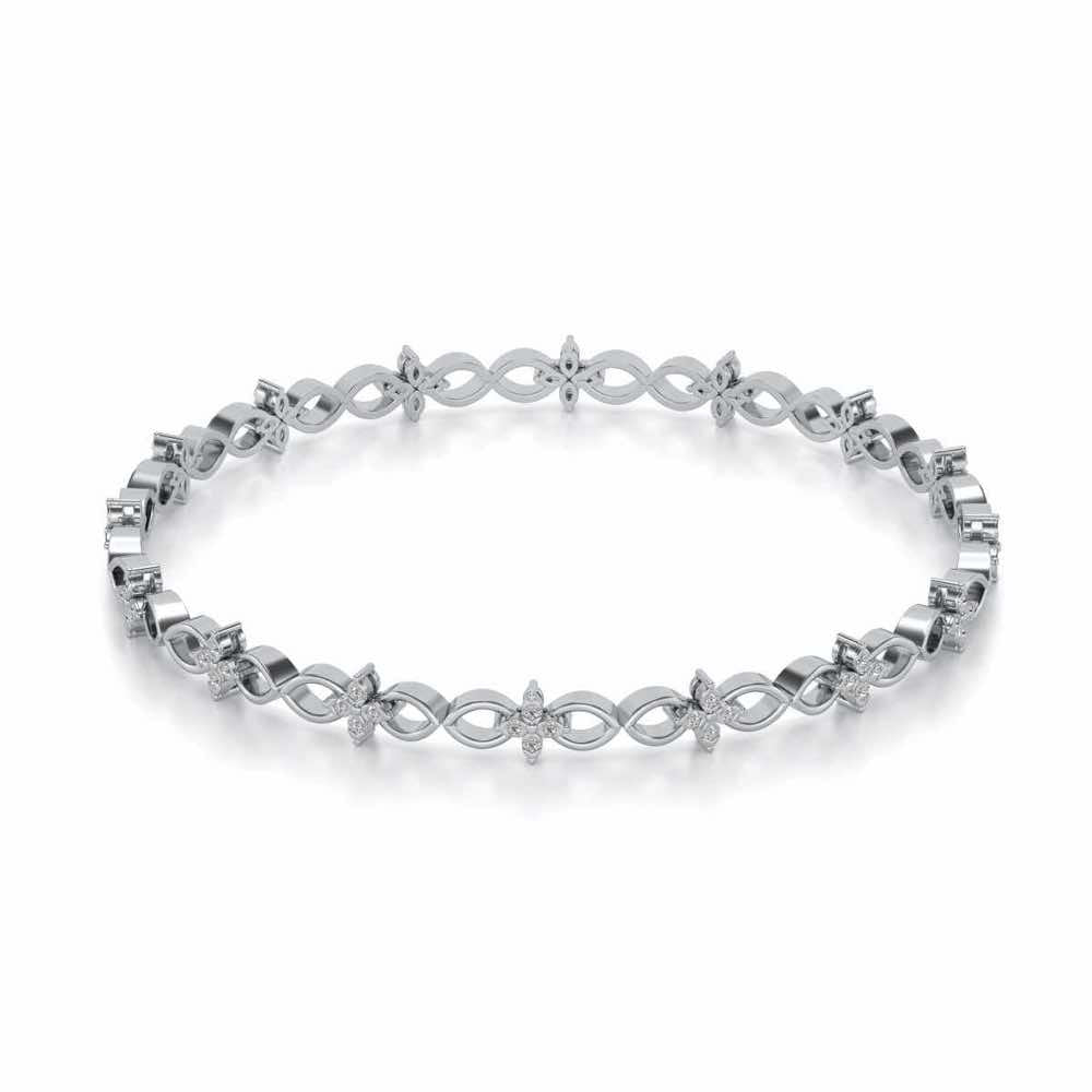 Blooming Flower Bangles - White Gold - Image 2