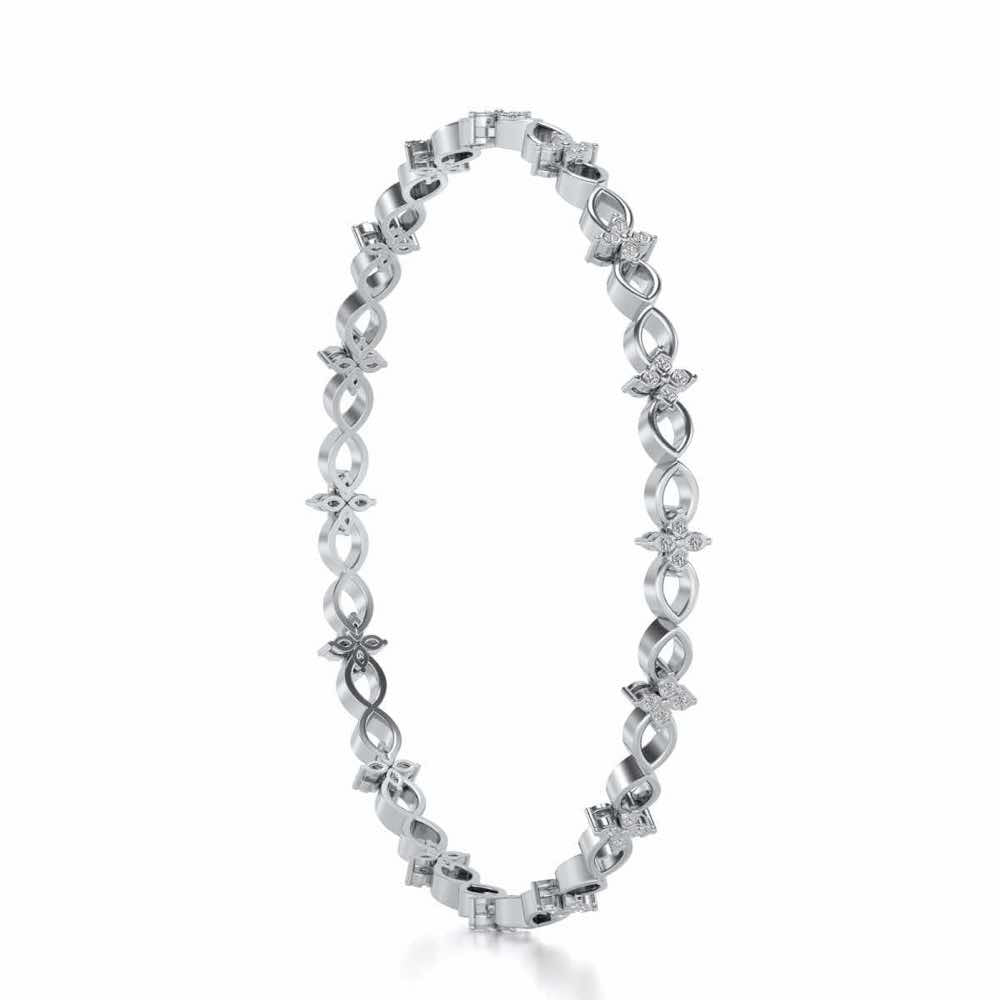 Blooming Flower Bangles - White Gold - Image 3
