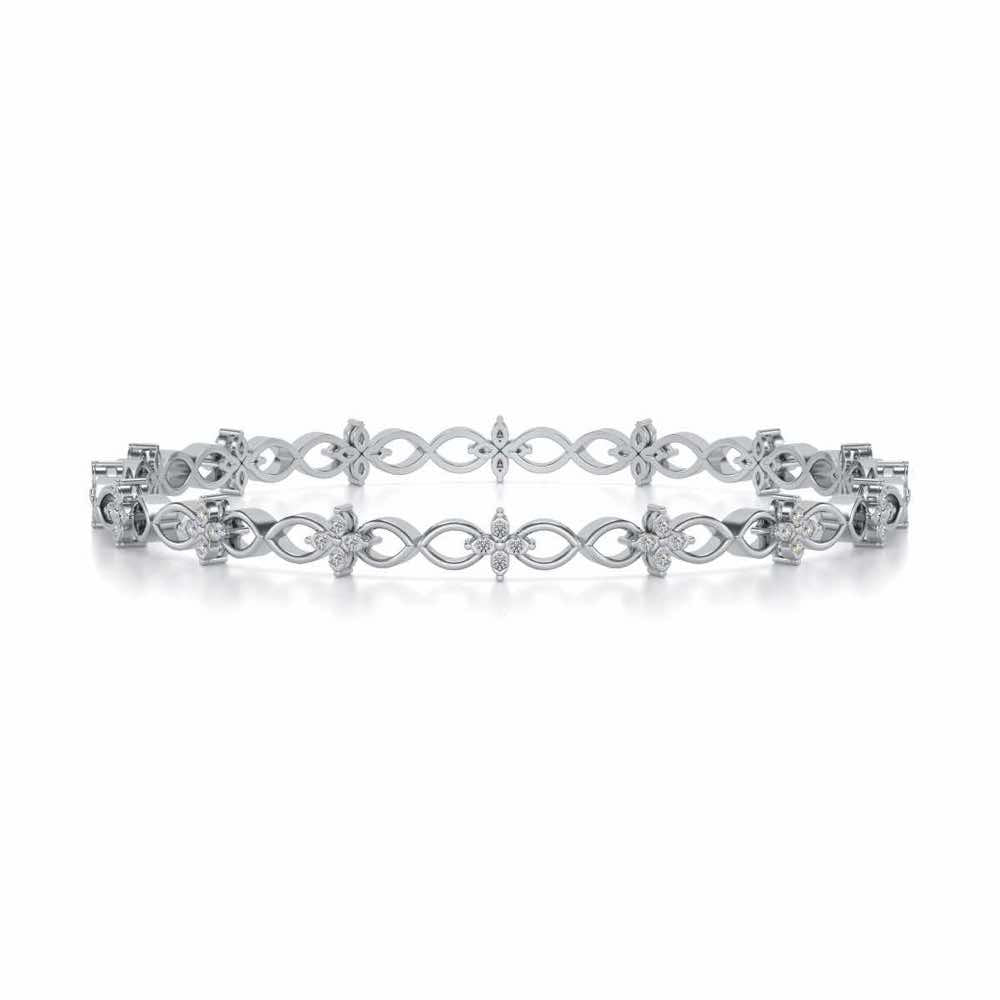 Blooming Flower Bangles - White Gold - Image 4