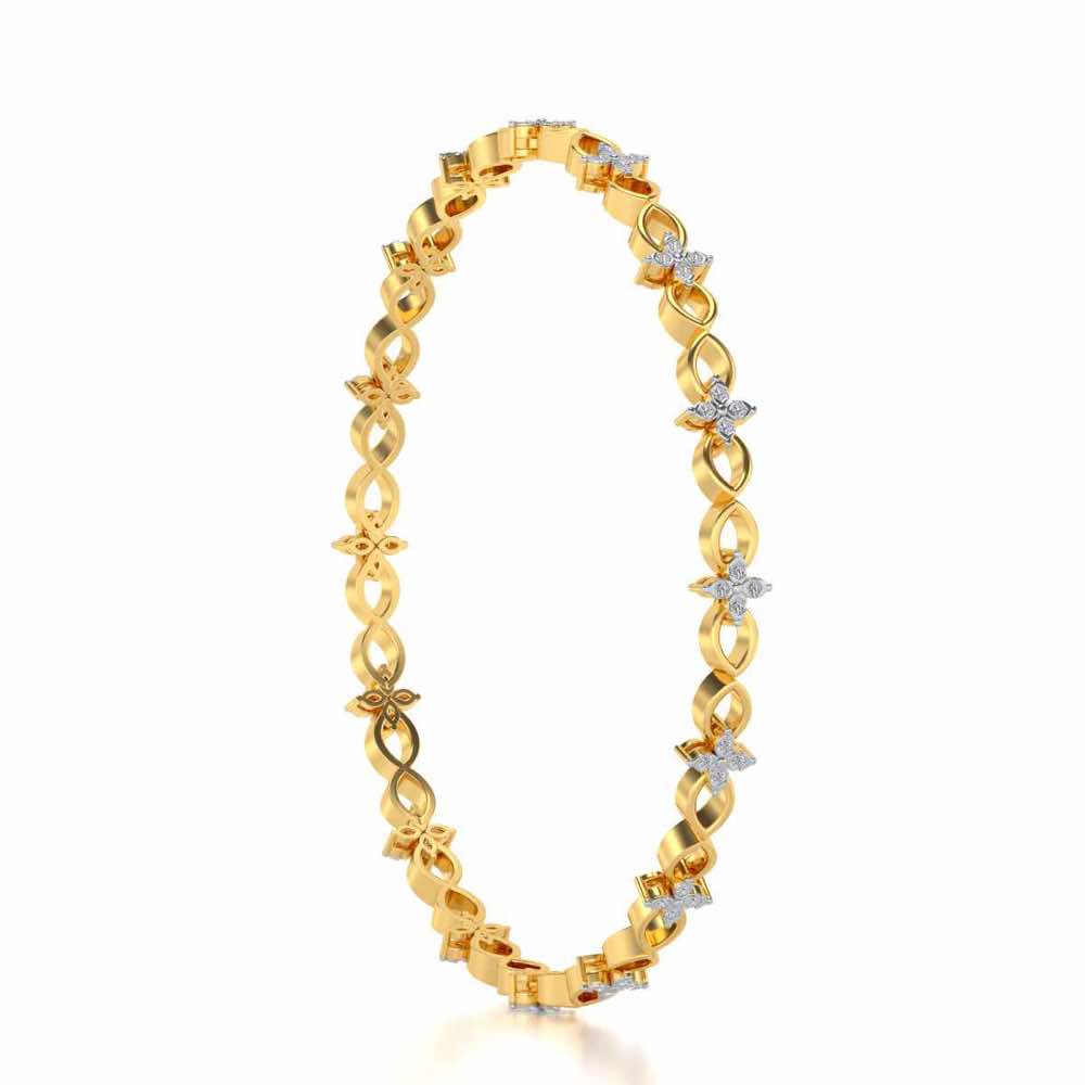 Blooming Flower Bangles - Yellow Gold - Image 3
