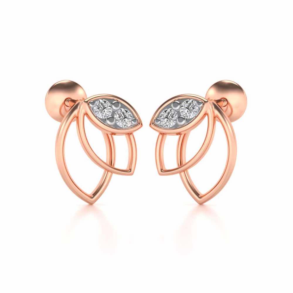 Blooming Lotus Silver Earrings - Rose Gold - Image 1