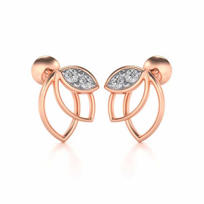 Blooming Lotus Silver Earrings - Rose Gold - Image 1