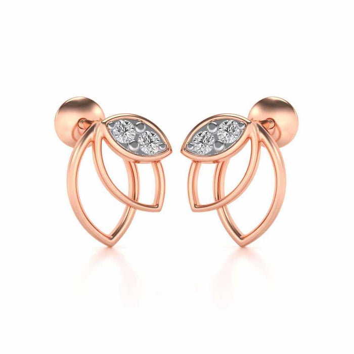 Blooming Lotus Silver Earrings - Rose Gold - Image 1