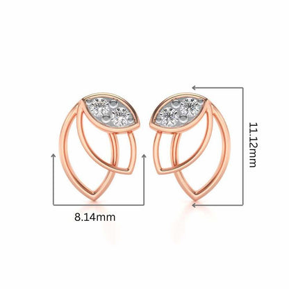 Blooming Lotus Silver Earrings - Rose Gold - Image 2