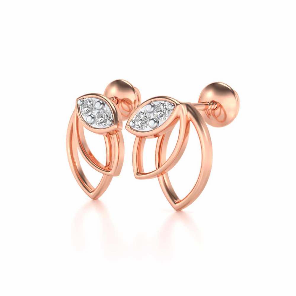 Blooming Lotus Silver Earrings - Rose Gold - Image 3