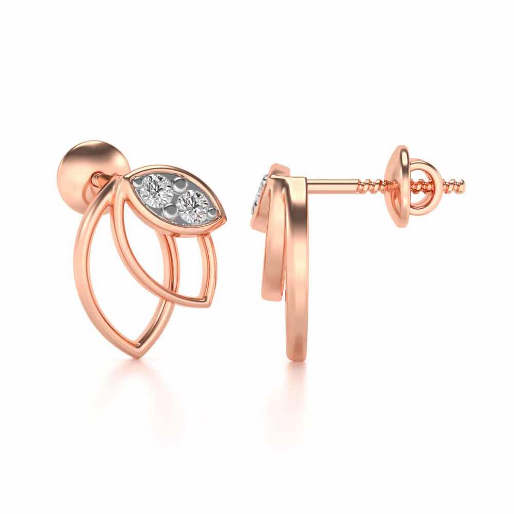 Blooming Lotus Silver Earrings - Rose Gold - Image 4