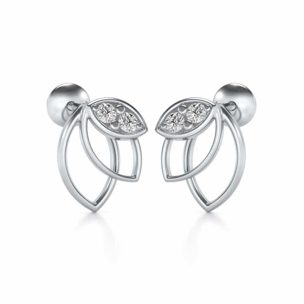 Blooming Lotus Silver Earrings - White Gold - Image 1