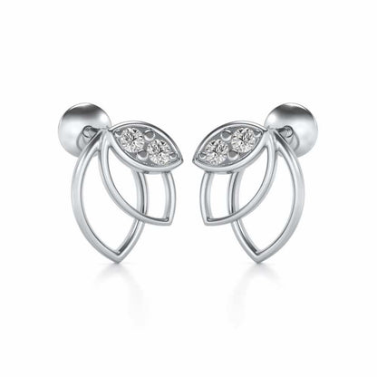 Blooming Lotus Silver Earrings - White Gold - Image 1