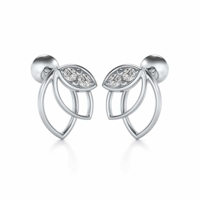 Blooming Lotus Silver Earrings - White Gold - Image 1