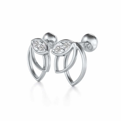 Blooming Lotus Silver Earrings - White Gold - Image 3