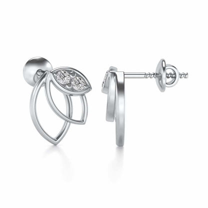 Blooming Lotus Silver Earrings - White Gold - Image 4
