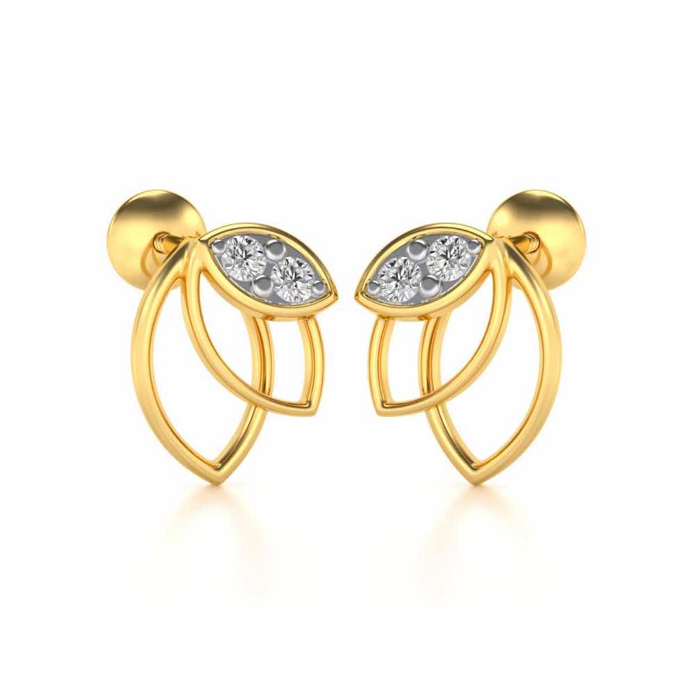 Blooming Lotus Silver Earrings - Yellow Gold - Image 1