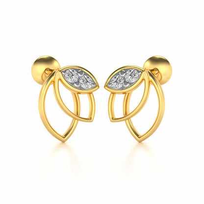 Blooming Lotus Silver Earrings - Yellow Gold - Image 1